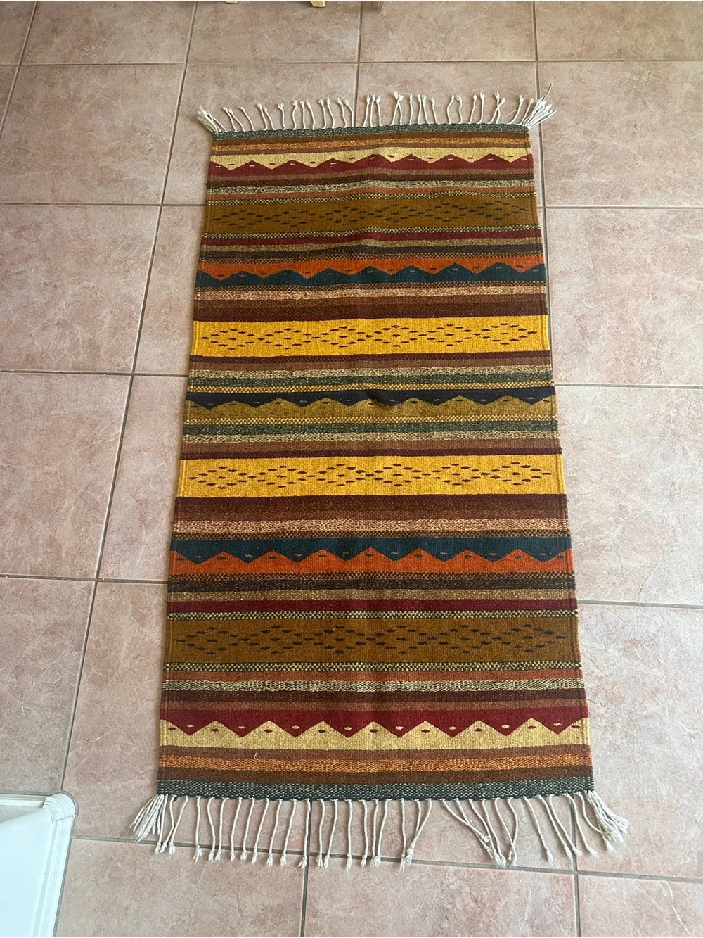 Rustic Stripe Accent Rug - Mustard, Brown & Rust
